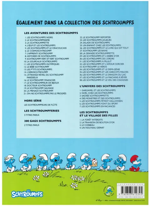 Verso de l'album Les Schtroumpfs Tome 15 L'étrange réveil du Schtroumpf paresseux