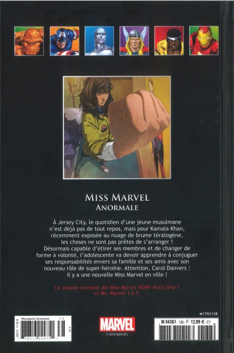 Verso de l'album Marvel Comics - La collection de référence Tome 138 Miss Marvel - Anormale