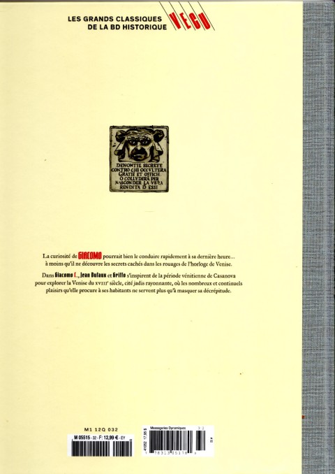 Verso de l'album Les grands Classiques de la BD Historique Vécu - La Collection Tome 33 Giacomo C. - Tome X : L'Ombre de la Tour