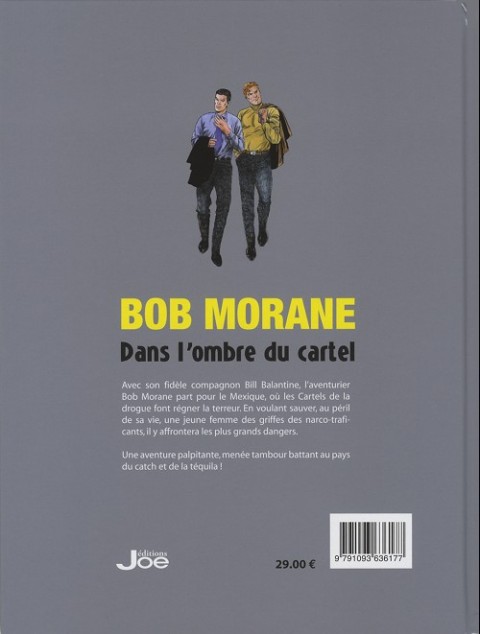 Verso de l'album Bob Morane Dans l'ombre du cartel