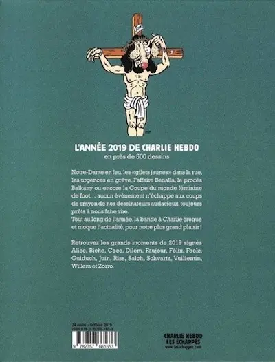 Verso de l'album Charlie Hebdo - Une année de dessins Pas vu, pas pris