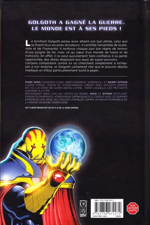 Verso de l'album Golgoth, le dernier empereur Tome 1