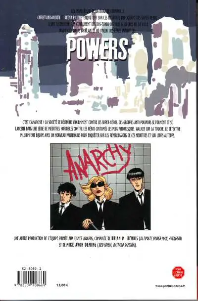 Verso de l'album Powers Tome 5 Anarchie