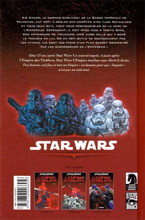 Verso de l'album Star Wars - L'Empire écarlate Tome 3 L'empire perdu