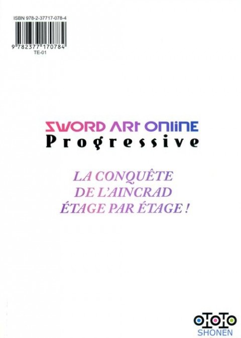 Verso de l'album Sword Art Online - Progressive 006