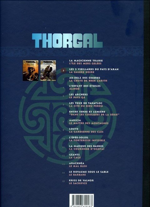 Verso de l'album Thorgal Tome 2 Les 3 vieillards du pays d'Aran / La galère noire.