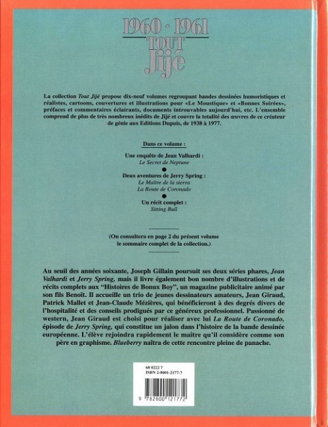 Verso de l'album Tout Jijé Tome 8 1960-1961