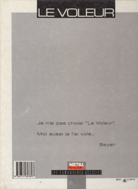 Verso de l'album Le Voleur