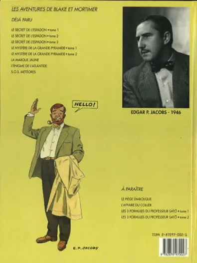 Verso de l'album Blake et Mortimer Tome 1 Le Secret de l'Espadon