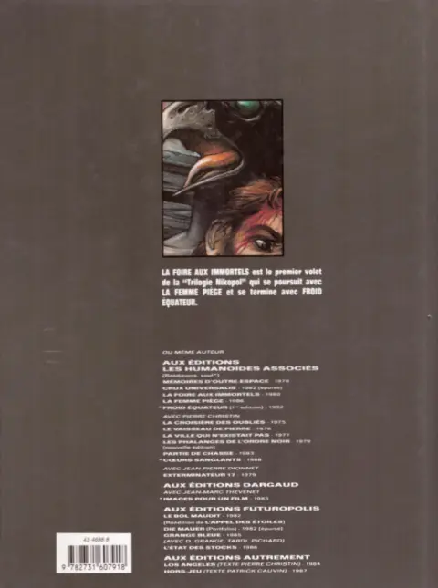 Verso de l'album Nikopol Tome 1 La foire aux immortels