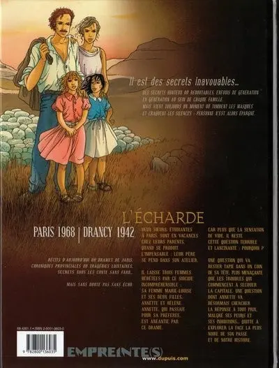 Verso de l'album Secrets - L'écharde Tome 1