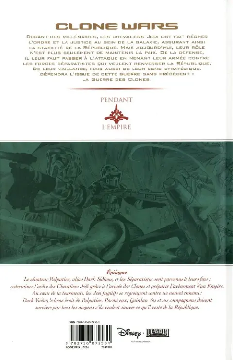 Verso de l'album Star Wars - Clone Wars Tome 10 Epilogue