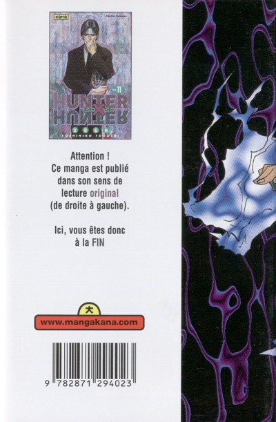 Verso de l'album Hunter X Hunter N° 11