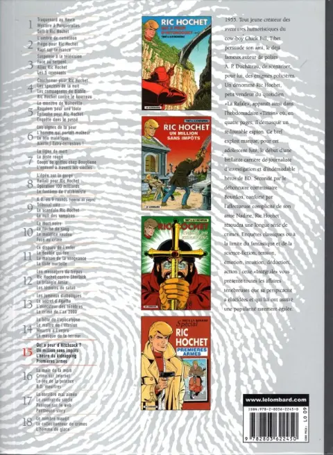 Verso de l'album Ric Hochet Intégrale Tome 15
