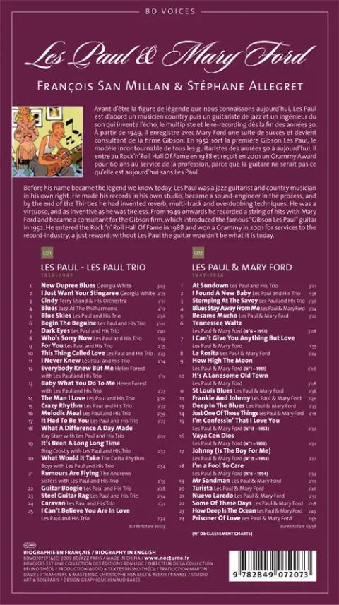 Verso de l'album BD Voices Les Paul & Mary Ford