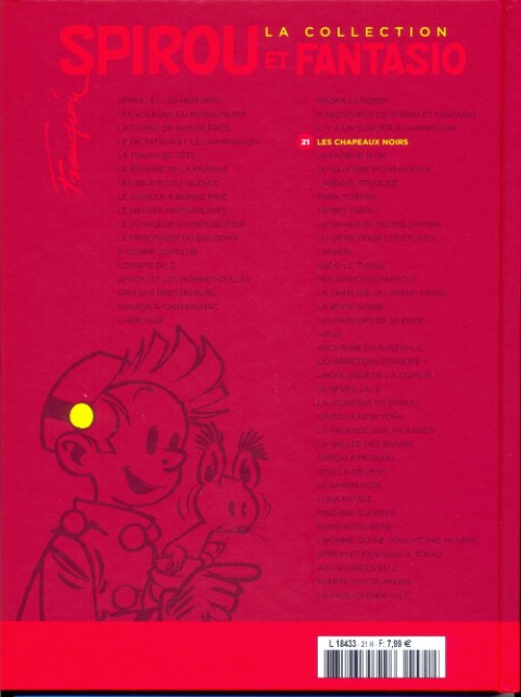 Verso de l'album Spirou et Fantasio La collection Tome 21 Les chapeaux noirs et 3 autres aventures de Spirou et Fantasio !