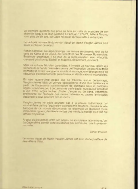 Verso de l'album La Cage