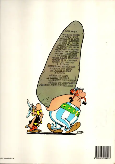 Verso de l'album Astérix Tome 23 Obélix et compagnie