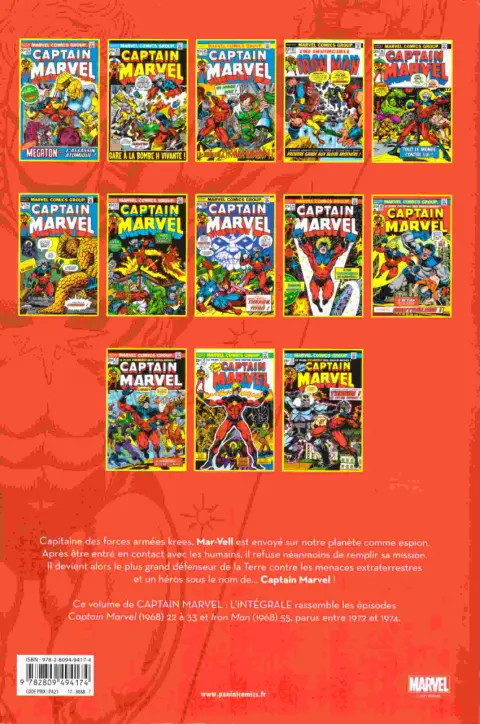 Verso de l'album Captain Marvel - L'intégrale Tome 3 1972-1974