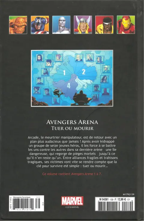 Verso de l'album Marvel Comics - La collection de référence Tome 139 Avengers Arena - Tuer ou Mourir