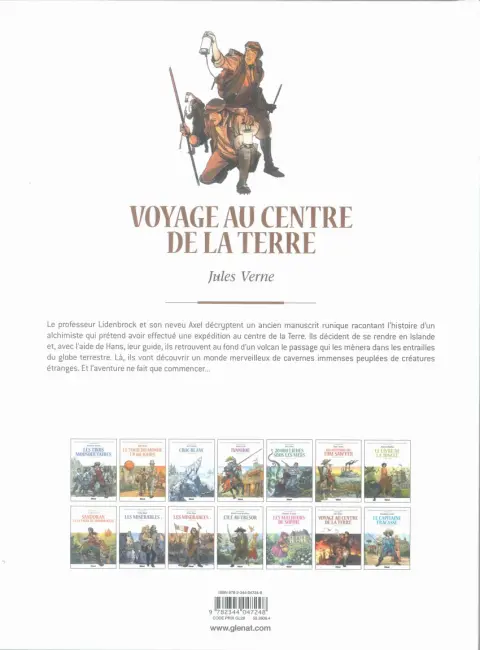 Verso de l'album Les Grands Classiques de la littérature en bande dessinée Tome 5 Voyage au centre de la Terre