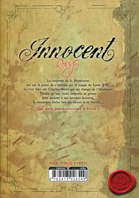 Verso de l'album Innocent Rouge 9