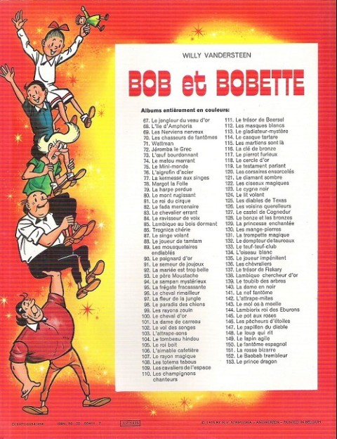 Verso de l'album Bob et Bobette Tome 127 Le castel de cognedur