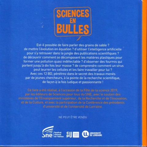 Verso de l'album Sciences en bulles 1