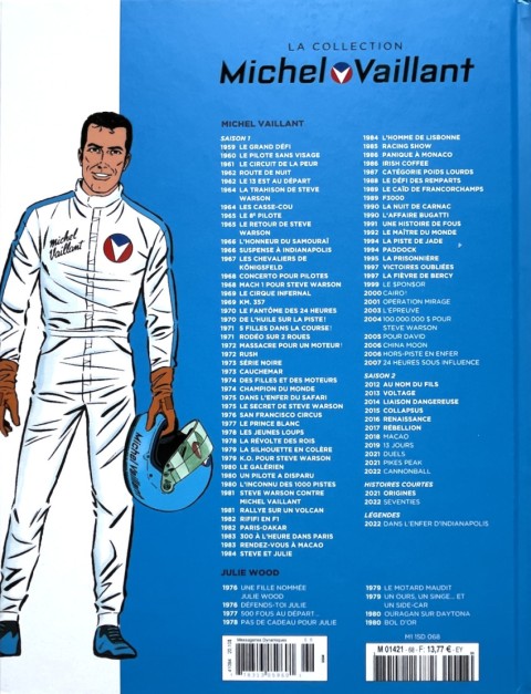 Verso de l'album Michel Vaillant La Collection 68 La fièvre de Bercy