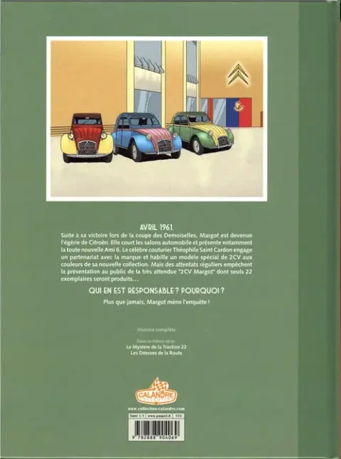 Verso de l'album Les Enquêtes auto de Margot Tome 3 2CV pour une Égérie