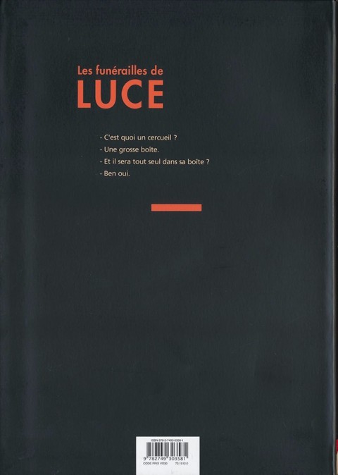 Verso de l'album Les Funérailles de Luce