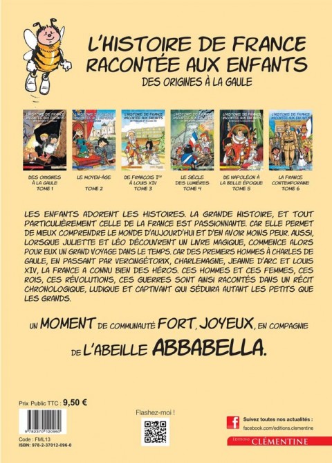 Verso de l'album L'Histoire de France racontée aux enfants Tome 1 Des Origines à la Gaule