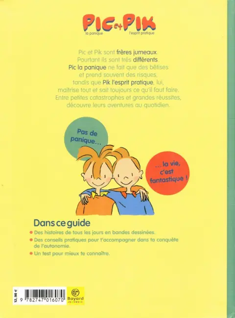 Verso de l'album Pic et Pik Pic la panique et Pik l'esprit pratique
