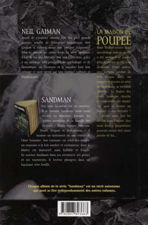 Verso de l'album Sandman Tome 2 La maison de poupée