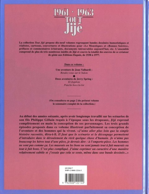 Verso de l'album Tout Jijé Tome 9 1961-1963