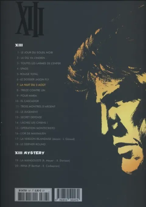Verso de l'album XIII Tome 7 La nuit du 3 août