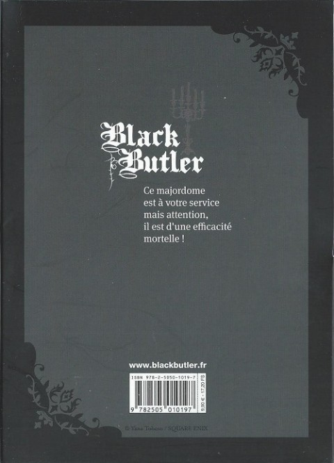 Verso de l'album Black Butler 1 Black Host