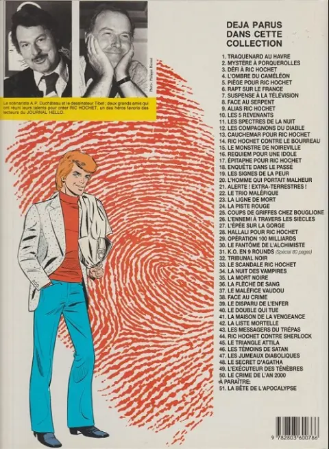Verso de l'album Ric Hochet Tome 7 Suspense à la télévision