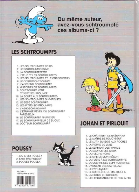 Verso de l'album Les Schtroumpfs Tome 1 Les Schtroumpfs noirs