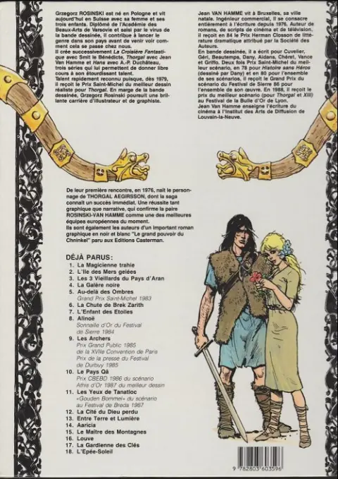 Verso de l'album Thorgal Tome 2 L'Île des Mers gelées