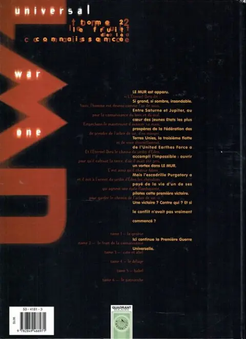 Verso de l'album Universal War One Tome 2 Le fruit de la connaissance