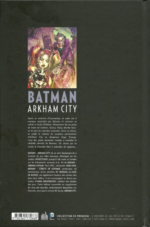 Verso de l'album Batman : Arkham City