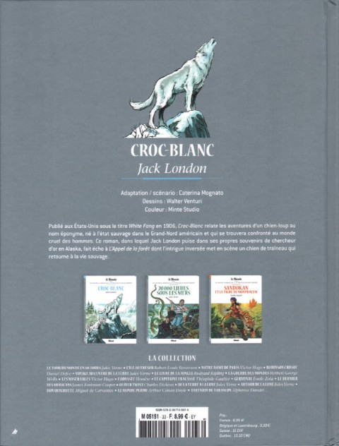 Verso de l'album Les Grands Classiques de la littérature en bande dessinée Tome 33 Croc-Blanc