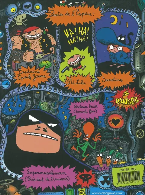 Verso de l'album Sardine de l'espace Dargaud Tome 12 Môssieur Susupe et Môssieur Krokro