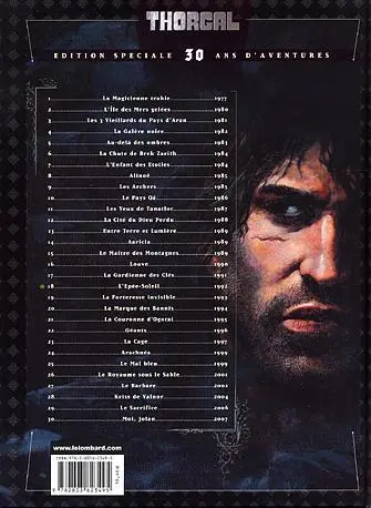Verso de l'album Thorgal Tome 18 L'épée soleil
