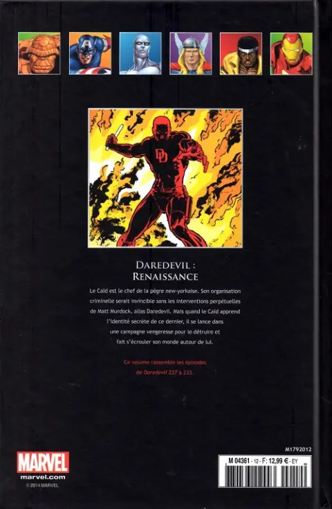 Verso de l'album Marvel Comics - La collection de référence Tome 12 Daredevil - Renaissance
