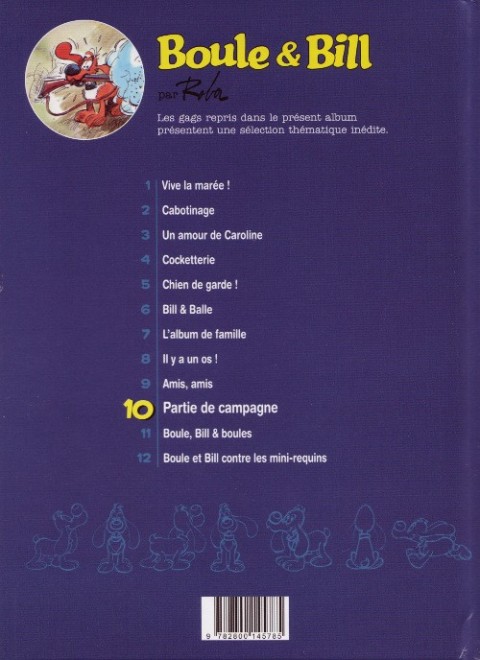 Verso de l'album Boule et Bill Le Soir Tome 10 Partie de campagne
