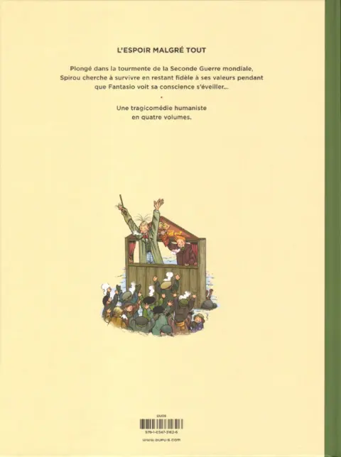 Verso de l'album Spirou et Fantasio - Une aventure de... / Le Spirou de... Tome 14 L'Espoir malgré tout - Deuxième partie - Un peu plus loin vers l'horreur