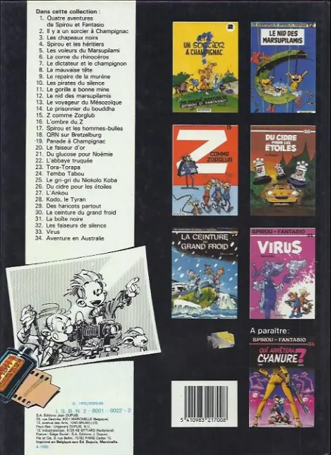 Verso de l'album Spirou et Fantasio Tome 20 Le faiseur d'or