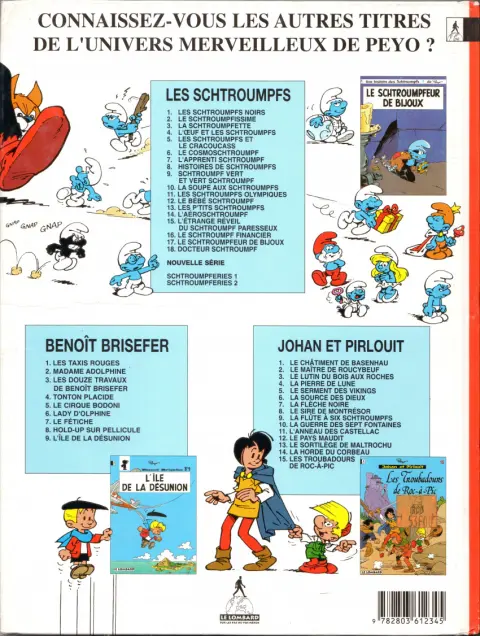 Verso de l'album Les Schtroumpfs Tome 15 L'étrange réveil du schtroumpf paresseux